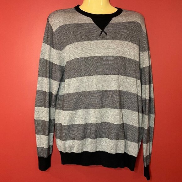Frederik Anderson Copenhagen Men's Grey Striped Sweater - Size Medium - NWT - Picture 1 of 3